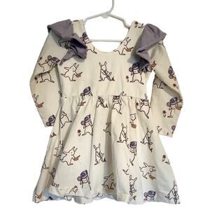 Monica and Andy Double Ruffle Let's Dance Dress - Bunny Patch Print